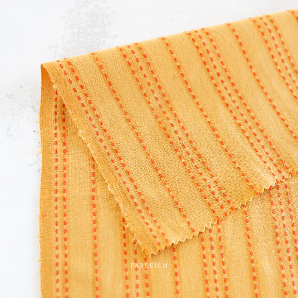 Stitch Stripe Turmeric | Fableism Supply Co Cotton Quilting Yardage - Image 3